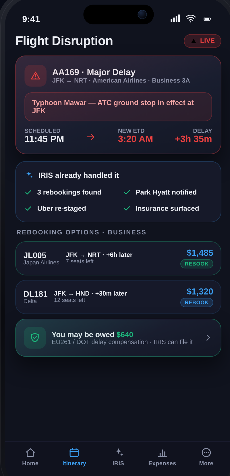 Disruption Engine — live rebooking and compensation